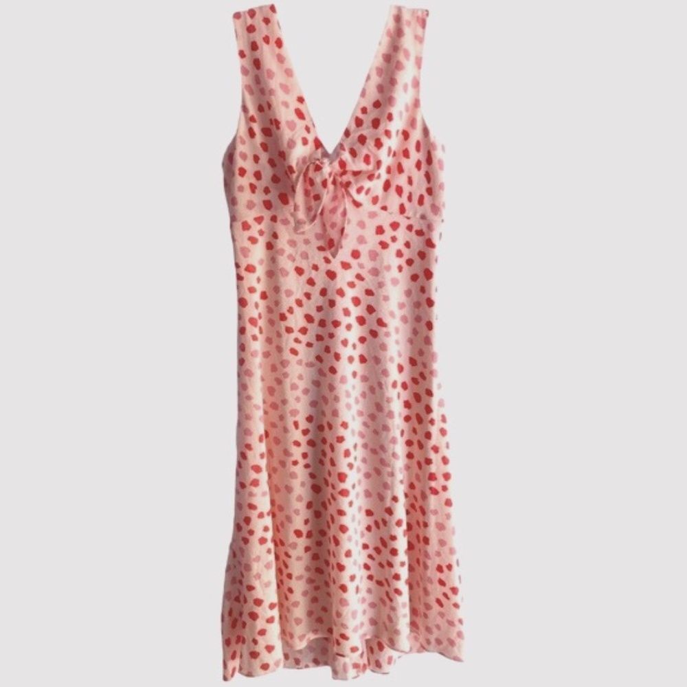 BCBG Pink & Red Pastel Polka Dot Dress sz 10
